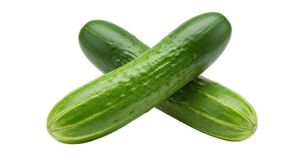 Isolated Two Fresh Green Cucumbers