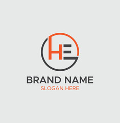 Obraz premium Letter HE monogram logo with vector template design