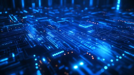 Creative digital blue circuit grid backdrop Landing page concept Technology, innovation and ai concept 3D Rendering