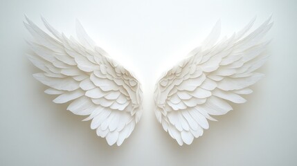 Fototapeta premium ethereal wings gracefully unfurled delicate plumage detail pristine white angelic form airy lightness serene backdrop feather texture refined