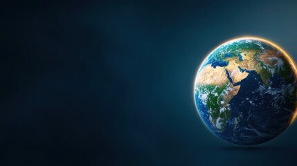 Fototapeta premium Stunning 3D rendering of a glowing planet Earth floating in the dark void of outer space showcasing the planet s atmosphere and distinct continents This futuristic
