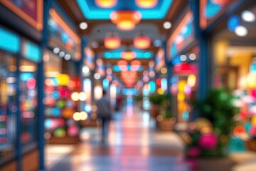 Vibrant Blurred Scene of a Bustling Shopping District and Commercial Atmosphere