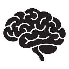 line brain design Silhouette Vector Black.Logo design. Hand drawn minimalism style. with white background