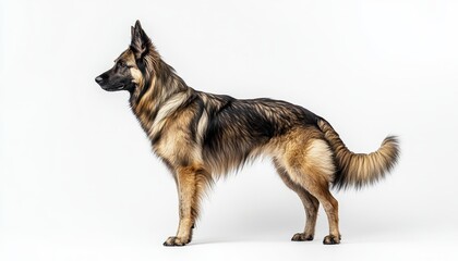 German Shepherd Dog Portrait Against White Background