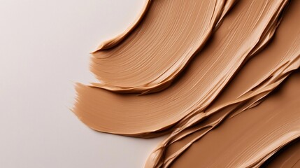 Close-up of a swatch of a liquid foundation or concealer. the swatch is made up of multiple layers of the same shade of foundation, creating a smooth and creamy texture.