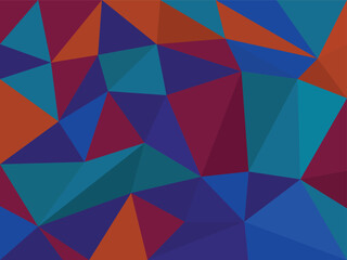 Dark Abstract Low Poly Background with Blue and Red Tones