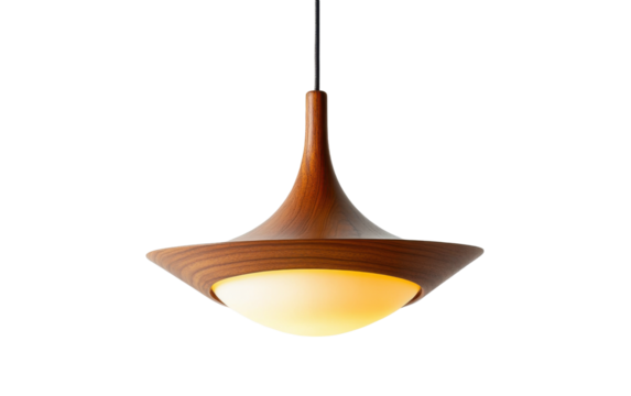 mid-century modern pendant light on transparent or white background