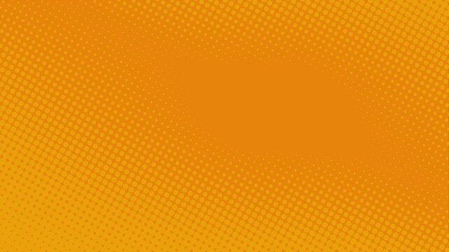 Orange yellow halftone dots background animation on edge. Suitable for comics, prints, posters, etc.