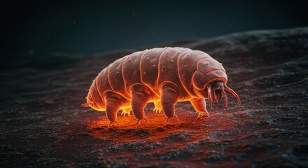 Microscopic Water Bear Tardigrade Crawling Closeup