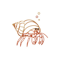 Obraz premium High-Resolution Minimal 3D Line Icon of a Hermit Crab with a Shell