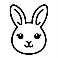 Obraz premium Cute kawaii bunny rabbit face, simple line drawing in black on white