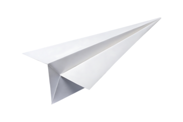 white paper airplane isolated on transparent background