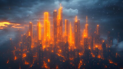 Fototapeta premium A futuristic city designed to withstand powerful earthquakes advanced seismic technology glowing infrastructure high-tech urban environment clean and modern illustration