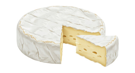 Isolated Brie Cheese Wheel with Slice