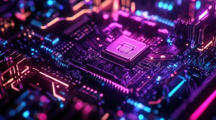 Obraz premium Quantum Computing AI Circuits Visualizing Intelligence