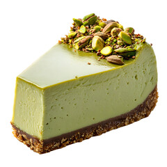 Pistachio Cheesecake Isolated on Transparent Background