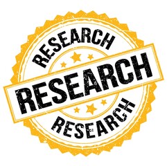 RESEARCH text on yellow-black round stamp sign