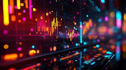 Obraz premium A colorful chart on a glass interface with vibrant highlights and floating markers