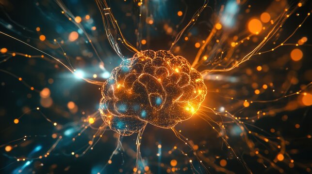 Quantum Computing AI Brain Visualizing Complex Structure