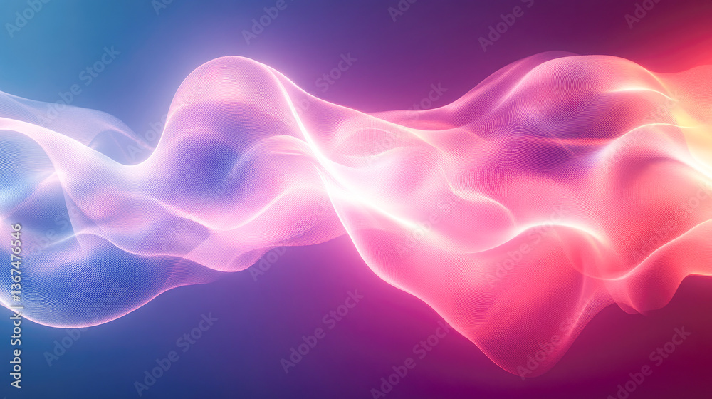 Poster an abstract visual representation of flowing waves of light, creating a sense of fluidity and motion