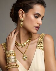 Portrait of woman model with jewels