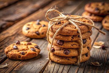 Delicious Homemade Chocolate Chip Cookies Tied with Baker's Twine