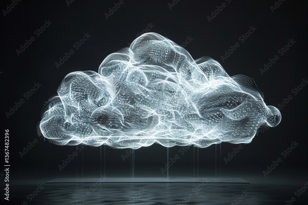 Poster Glowing cloud forming from data symbolizing cloud computing technology