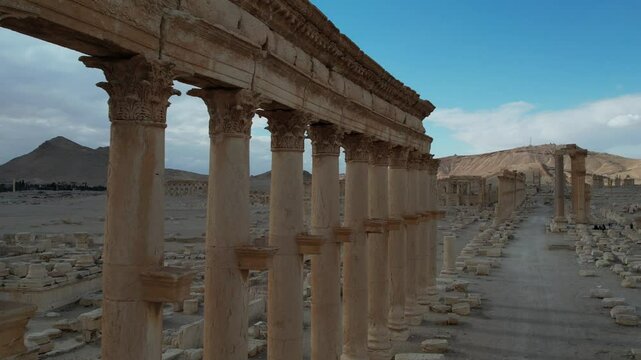 Ancient Ruins of Palmyra in Syria. The Roman Theatre of Palmyra.