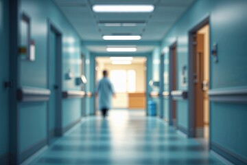 Obraz premium Blurring Ambience of a Faded Corridor in a Modern Healthcare Institution