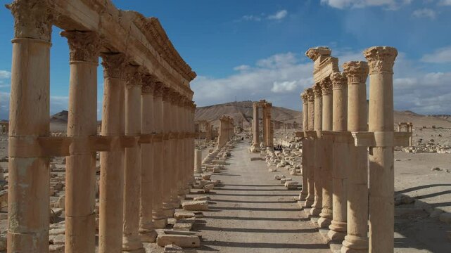 Ancient Ruins of Palmyra in Syria. The Roman Theatre of Palmyra.
