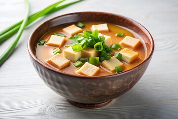 Delicious Tofu Miso Soup in Bowl - Japanese Cuisine Food Photography