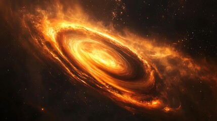 Vibrant Galactic Core with Orange Emission Nebula in Dark Space