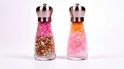 Colorful Spice and Salt Shakers  A Culinary Symphony of Flavor and Vibrancy isolated on white background