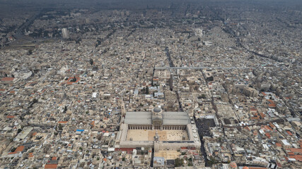 Aerial view of the Umayyad Mosque in Damascus.
