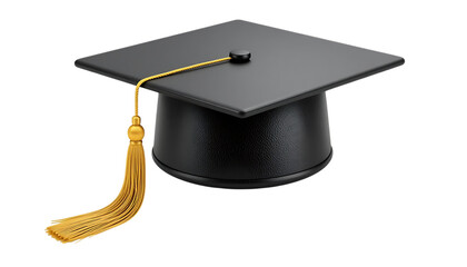 3D graduation cap icon in black with a golden tassel png