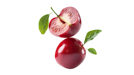 Acerola with half slice falling and floatin png