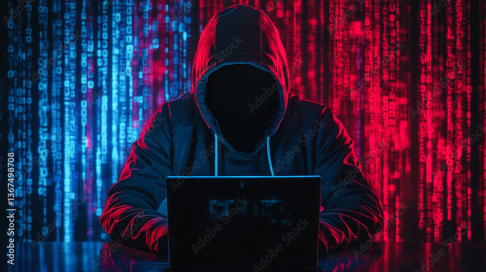 Poster hacker attacking server or database. network security, database secure and personal data protection.