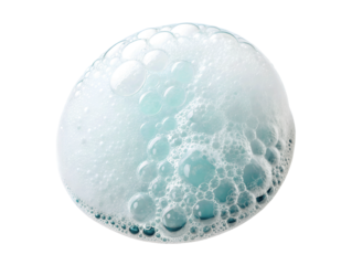 Round soap foam isolated on a white transparent background, high-quality PNG cutout for digital design mockups, ideal for artwork and graphics