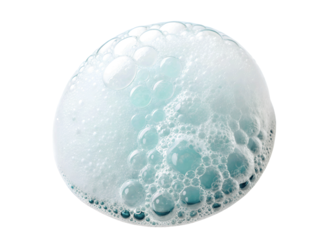 Round soap foam isolated on a white transparent background, high-quality PNG cutout for digital design mockups, ideal for artwork and graphics - Powered by Adobe