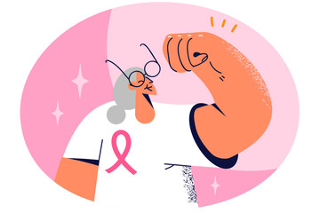 Happy mature grandmother cancer survivor