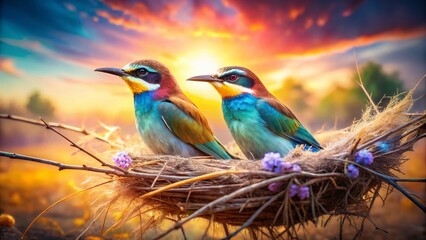 Double Exposure: Birds Nest, Avian Paradise, Wildlife Nature Photography