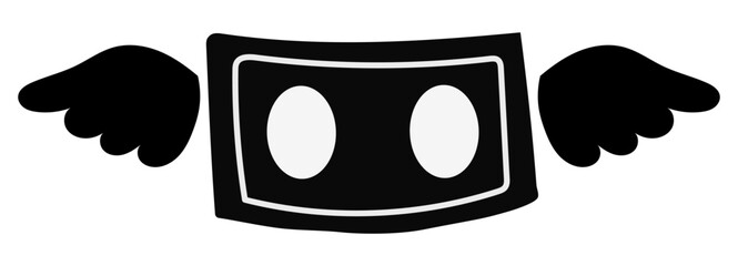 羽根が生えたお札のベクターイラスト