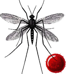 blood malaria mosquito illustration