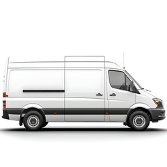 Blank White Delivery Van in Side View with Clean Lines and Spacious Cargo Area