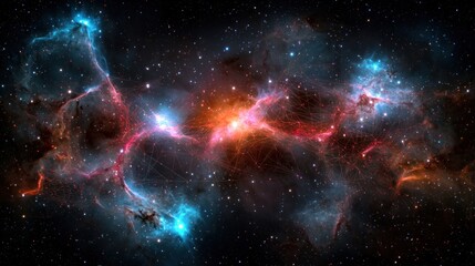 Naklejka premium Stunning cosmic nebula with vibrant colors and intricate patterns in deep space