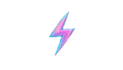 3D lightning bolt featuring pastel gradient colors of blue, pink, and purple png
