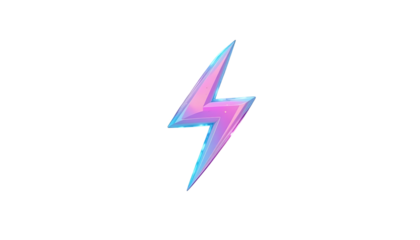 3D lightning bolt featuring pastel gradient colors of blue, pink, and purple png