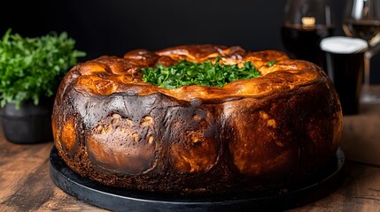 Delicious Homemade Baked Round Bread with Herbs