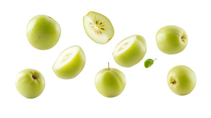 Amla stack with half slice falling and floating  png