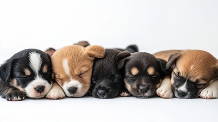 Obraz premium Adorable Sleeping Puppies Snuggled Together in Serenity